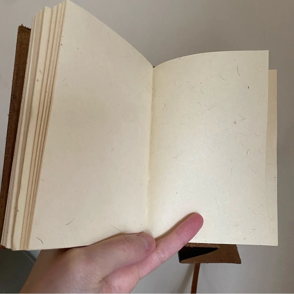 Small Brown Leather Journal with Compass Design and Leather Wrap Closure